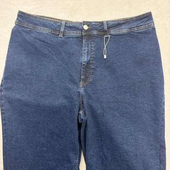 mango MNG Catherine Raw Hem High Waist Wide Leg Culotte Jeans Size 18 Dark Blue - Picture 4 of 15